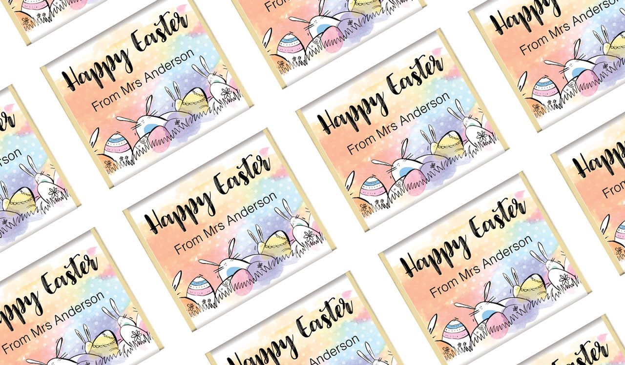 Rainbow Bunnies Personalised Easter Mini Chocolates