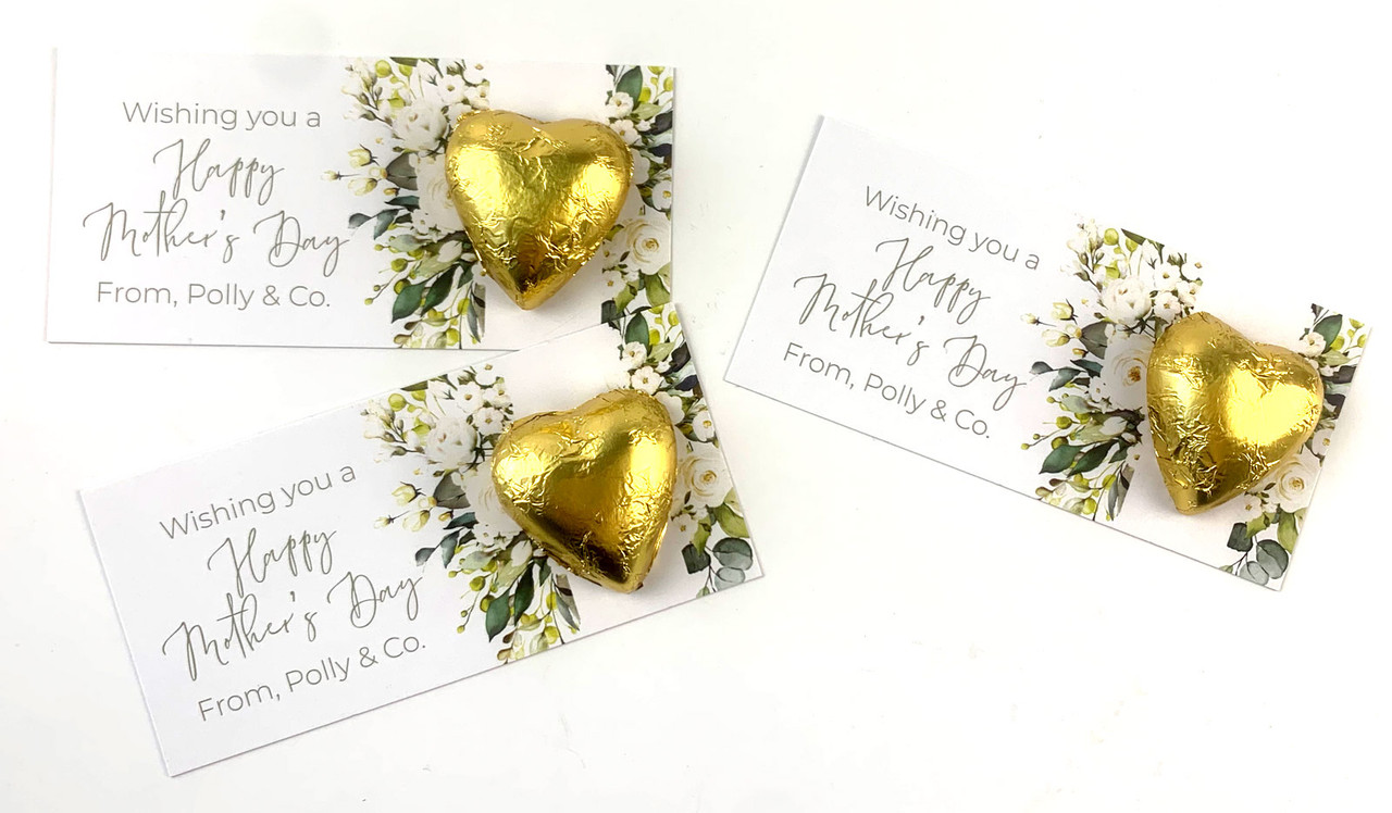White Roses Mother's Day Chocolate Heart Card