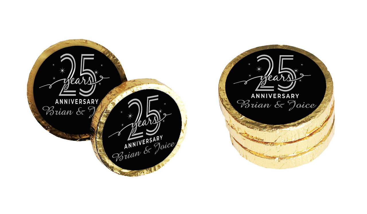 Big Number Silver Anniversary Custom Chocolate Coin