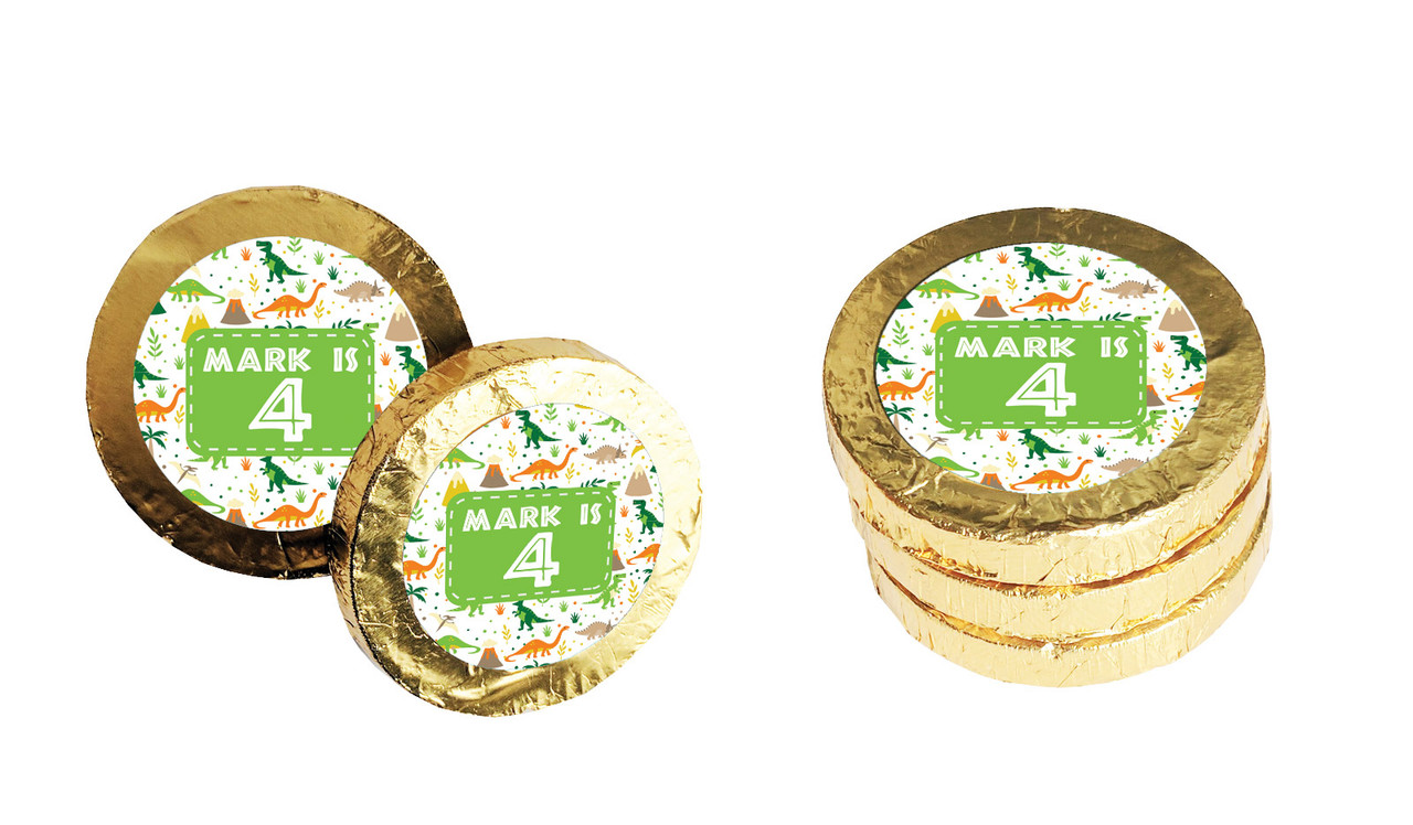 Dinosaur Background Personalised Chocolate Coin