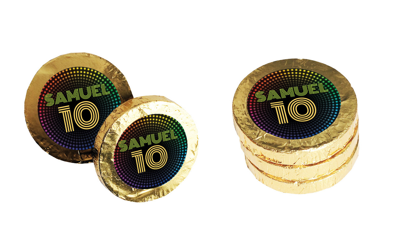 Disco Lights Personalised Chocolate Coin