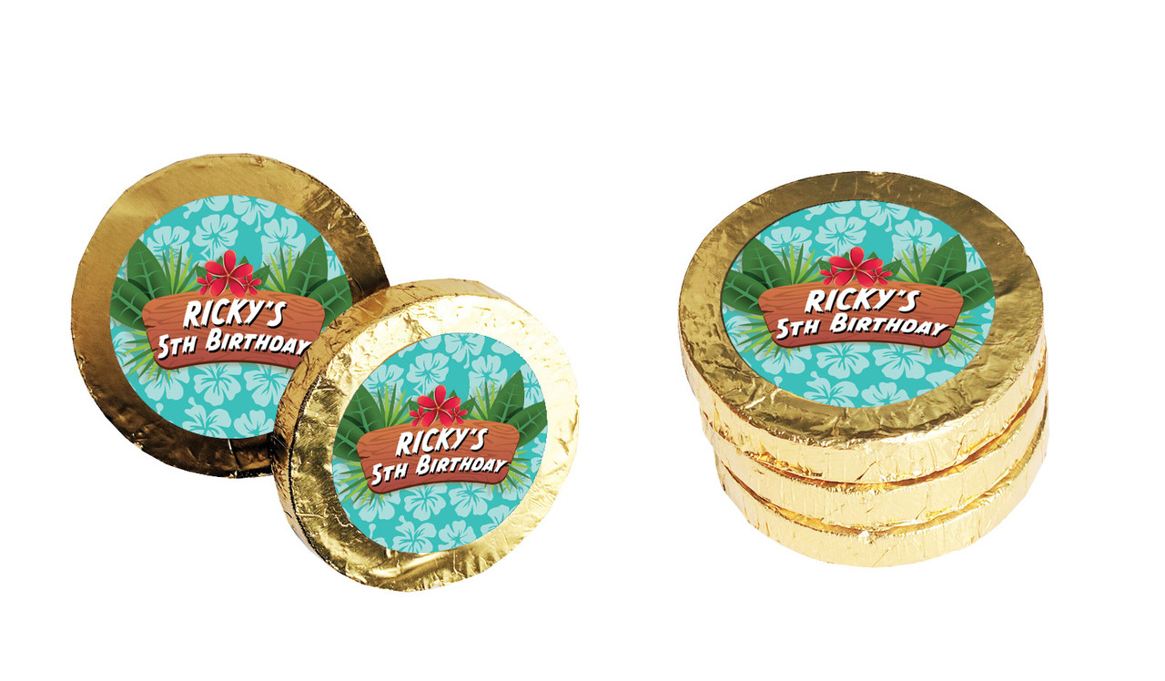 Hawaiian Luau Personalised Chocolate Coin