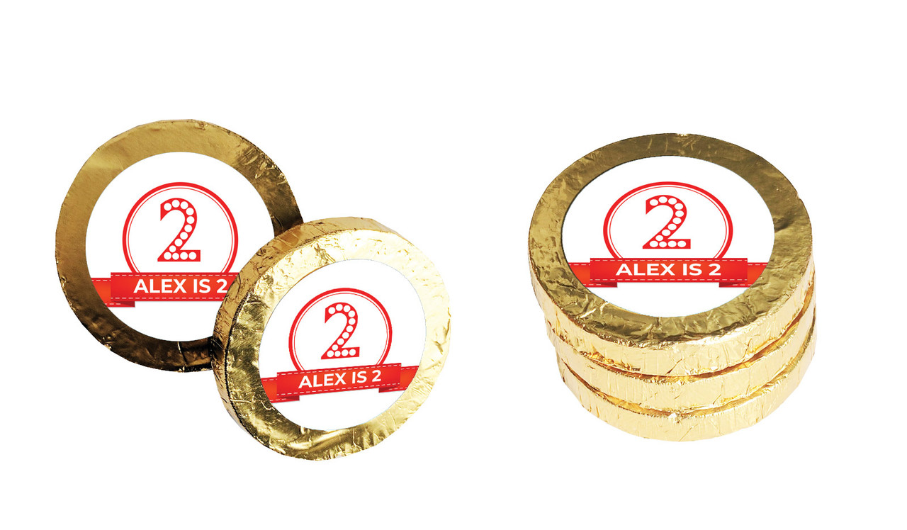Number In Red Personalised Chocolate Coin
