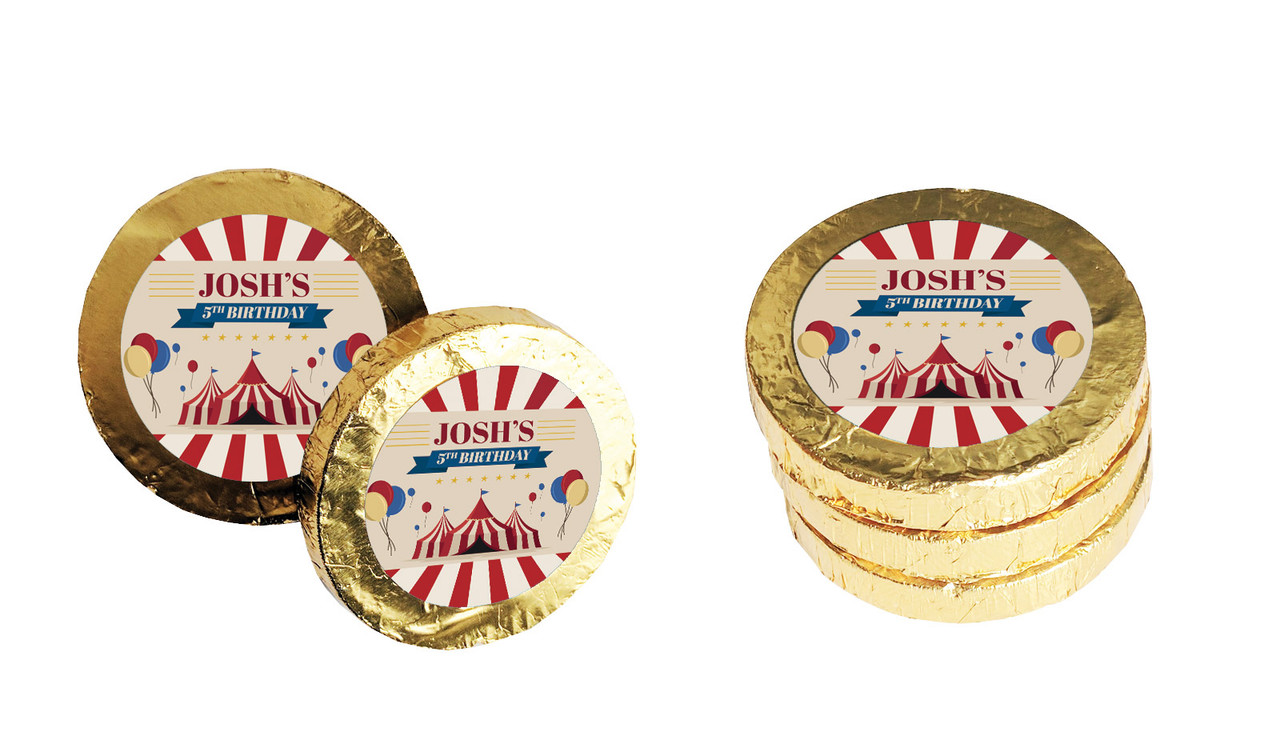Retro Circus Personalised Chocolate Coin