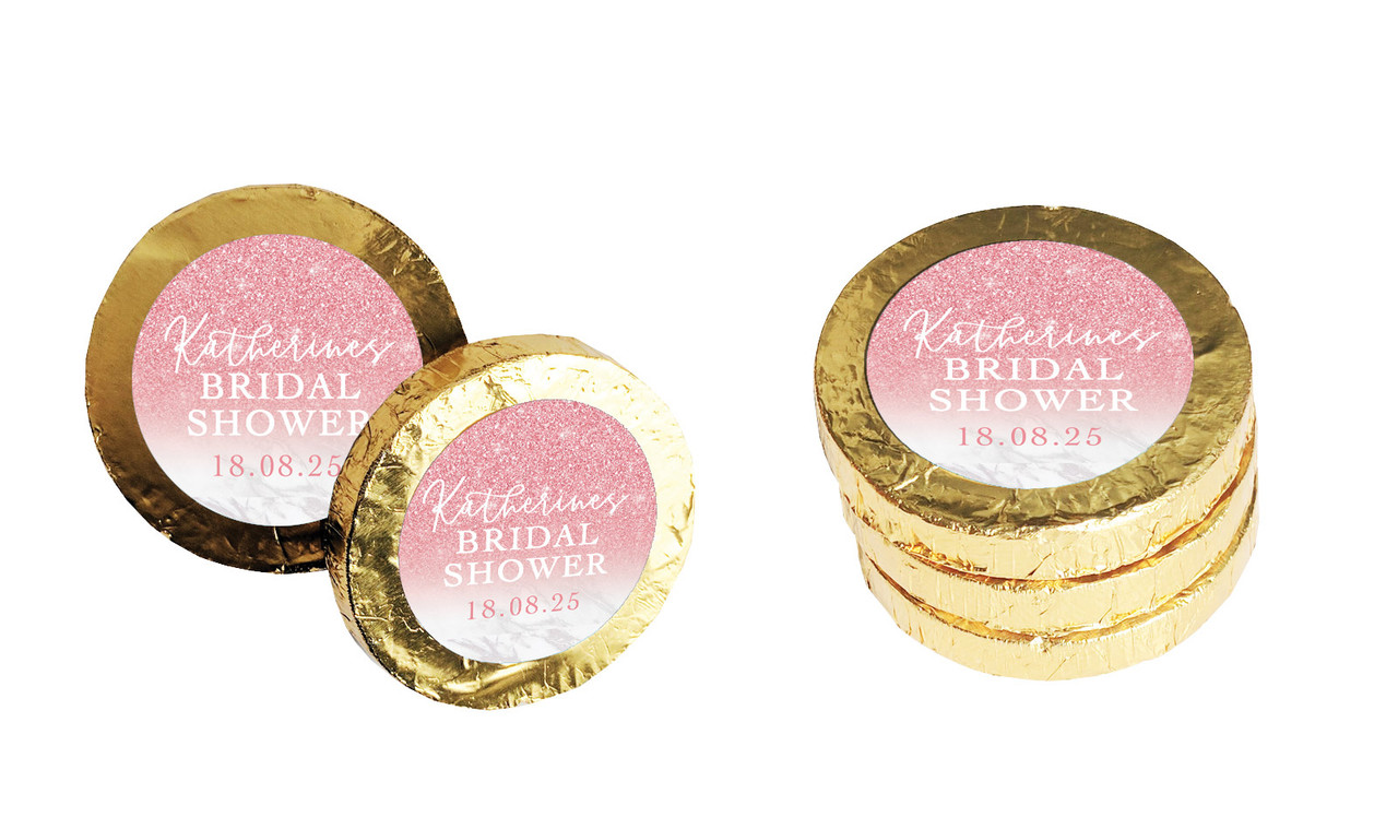 Rose Glitter Personalised Chocolate Coin