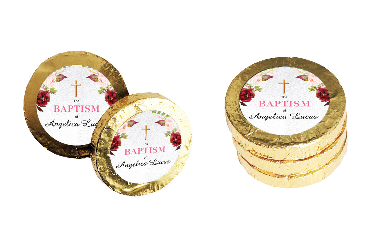 Pink Masala Christening Chocolate Coin