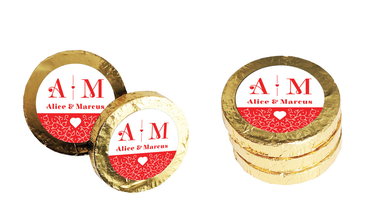 Ornamental MonogramEngagement Chocolate Coin