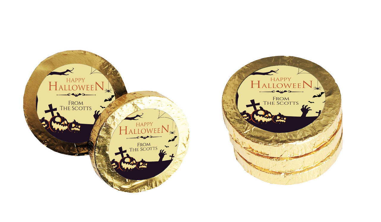 Graveyard Pumpkins Halloween Chocolate Coin
