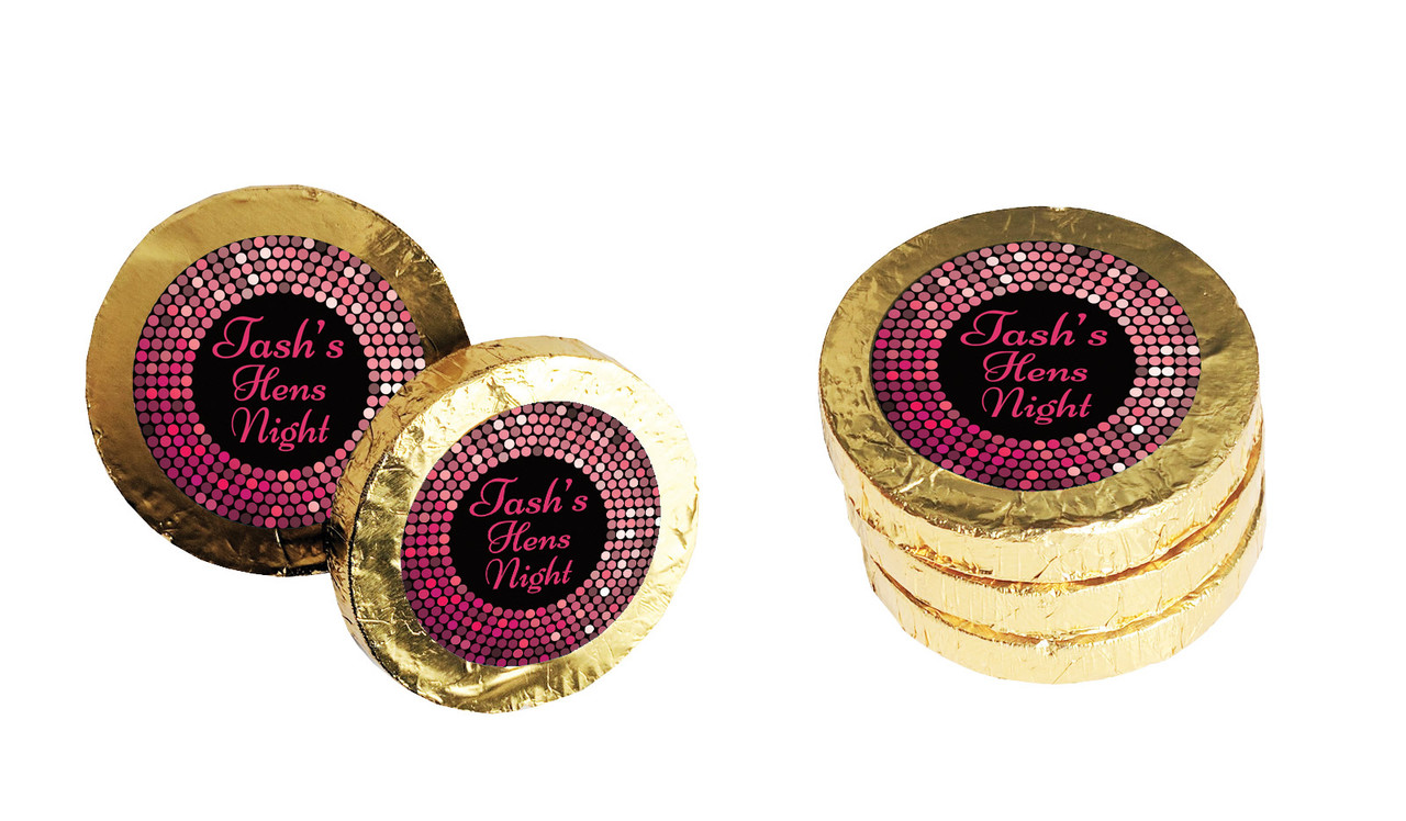 Pink Disco Hens Night Chocolate Coin