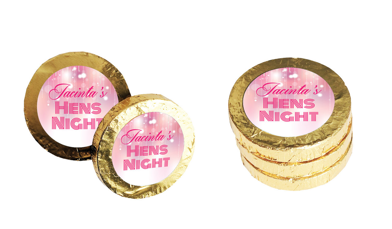 Pink Glam Hens Night Chocolate Coin