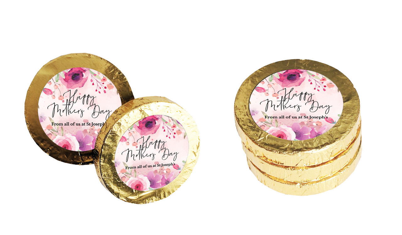 Floral Watercolour Mothers Day Chocolate Coin