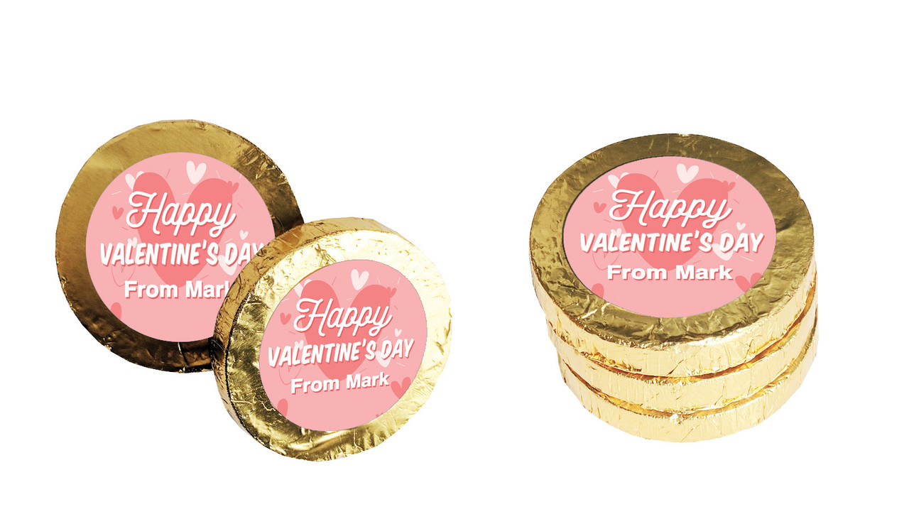 Fun Hearts Personalised Chocolate Coin