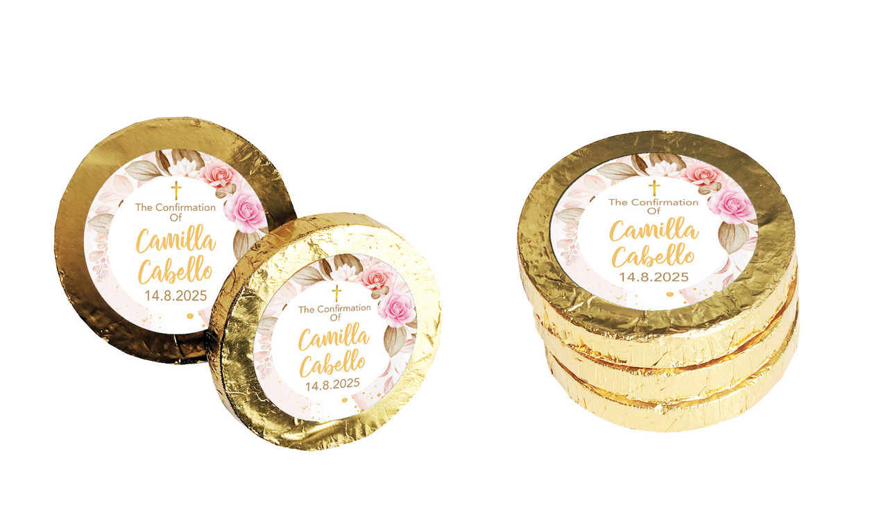Pretty Roses Confirmation Chocolate Coins
