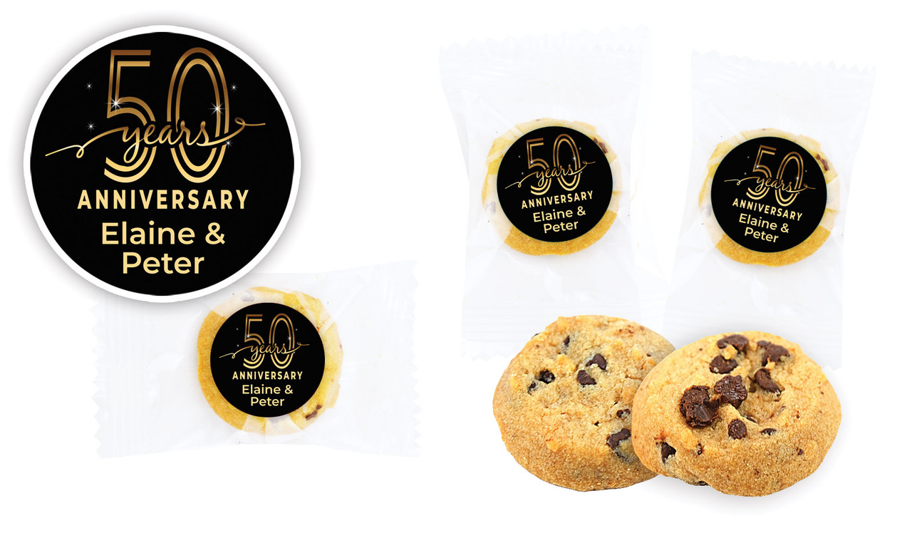 Big Number Gold Anniversary Personalised Bite-Size Cookie 5g