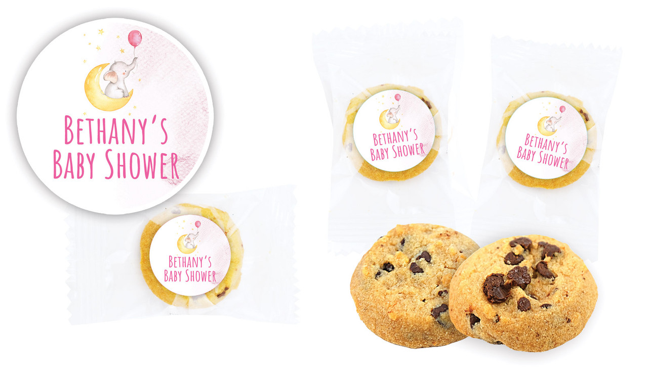 Elephant Moon Pink Baby Shower Bite-Size Cookie 5g