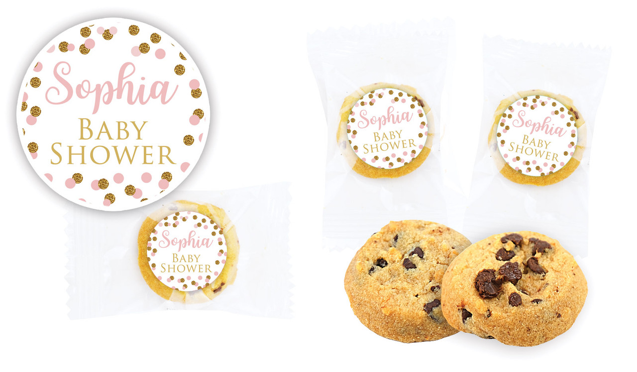 Pink Gold Confetti Baby Shower Bite-Size Cookie 5g