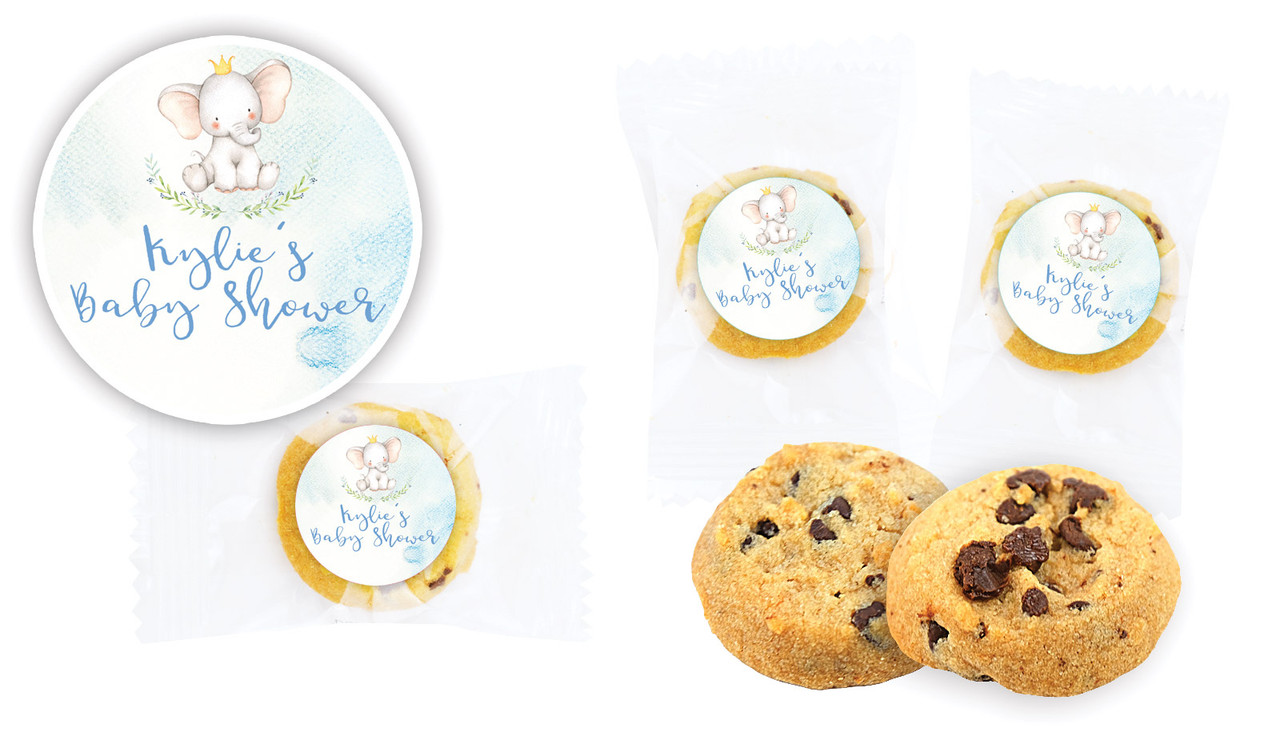 Sitting Elephant Blue Baby Shower Bite-Size Cookie 5g