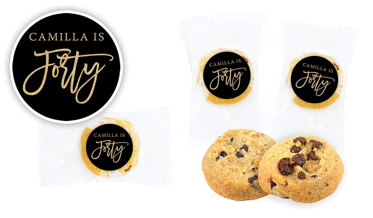 40th Black Personalised Bite-Size Cookie 5g
