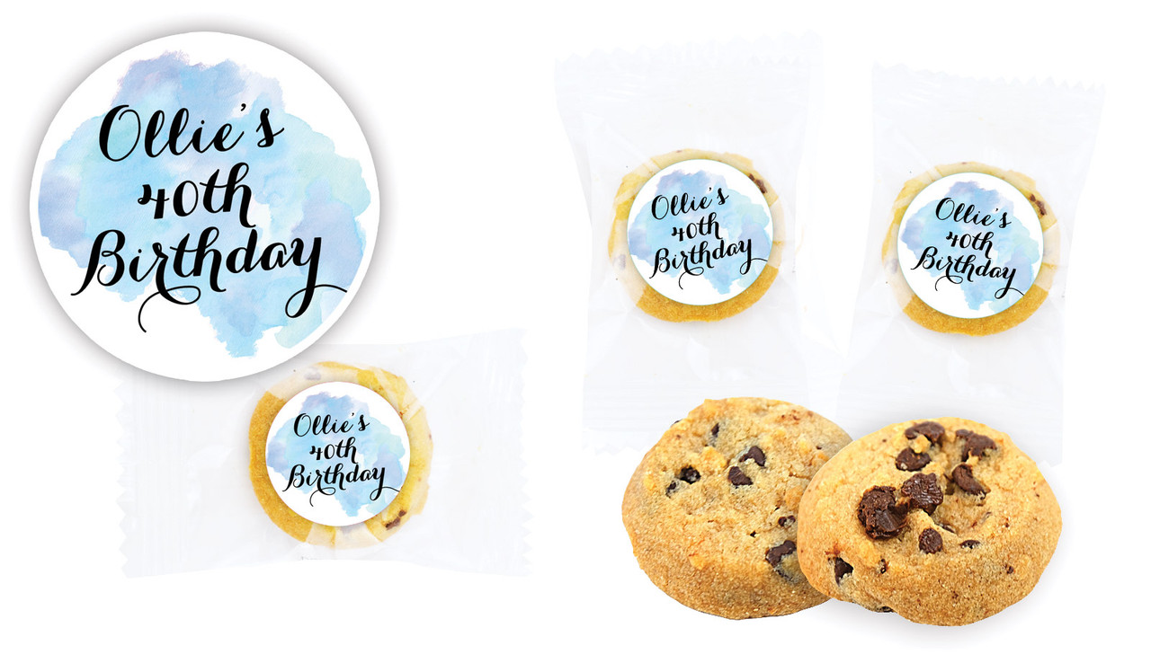 A Splash Of Water Colour Blue Personalised Bite-Size Cookie 5g