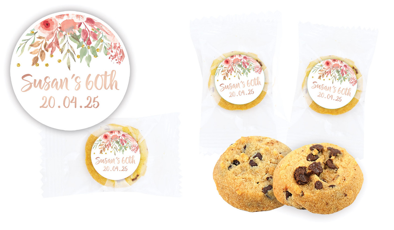 Peach Floral Personalised Bite-Size Cookie 5g