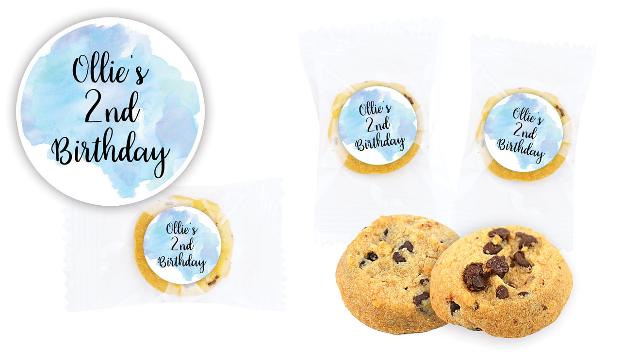 A Splash Of Watercolour Blue Birthday Bite-Size Cookie 5g