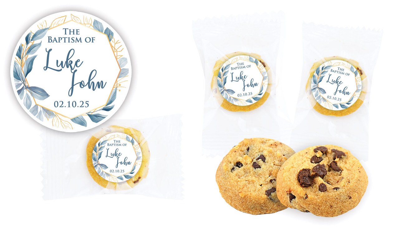 Blue Leaves Christening Bite-Size Cookie 5g