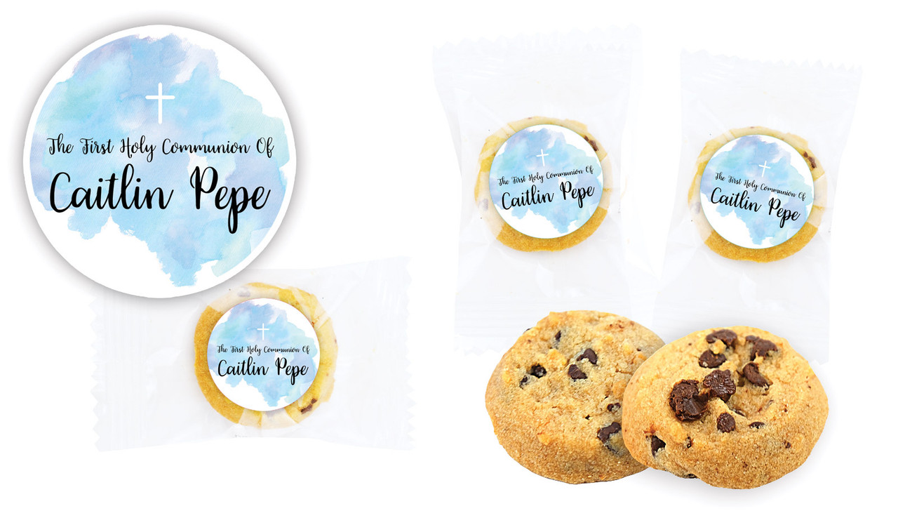A Splash Of Watercolour Blue Communion Bite-Size Cookie 5g