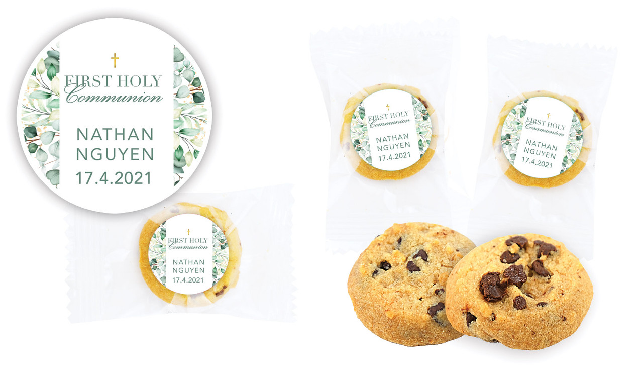 Eucalyptus Watercolour Communion Bite-Size Cookie 5g