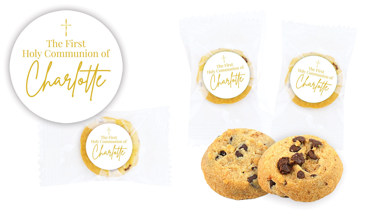 Modern White and Gold Communion Bite-Size Cookie 5g