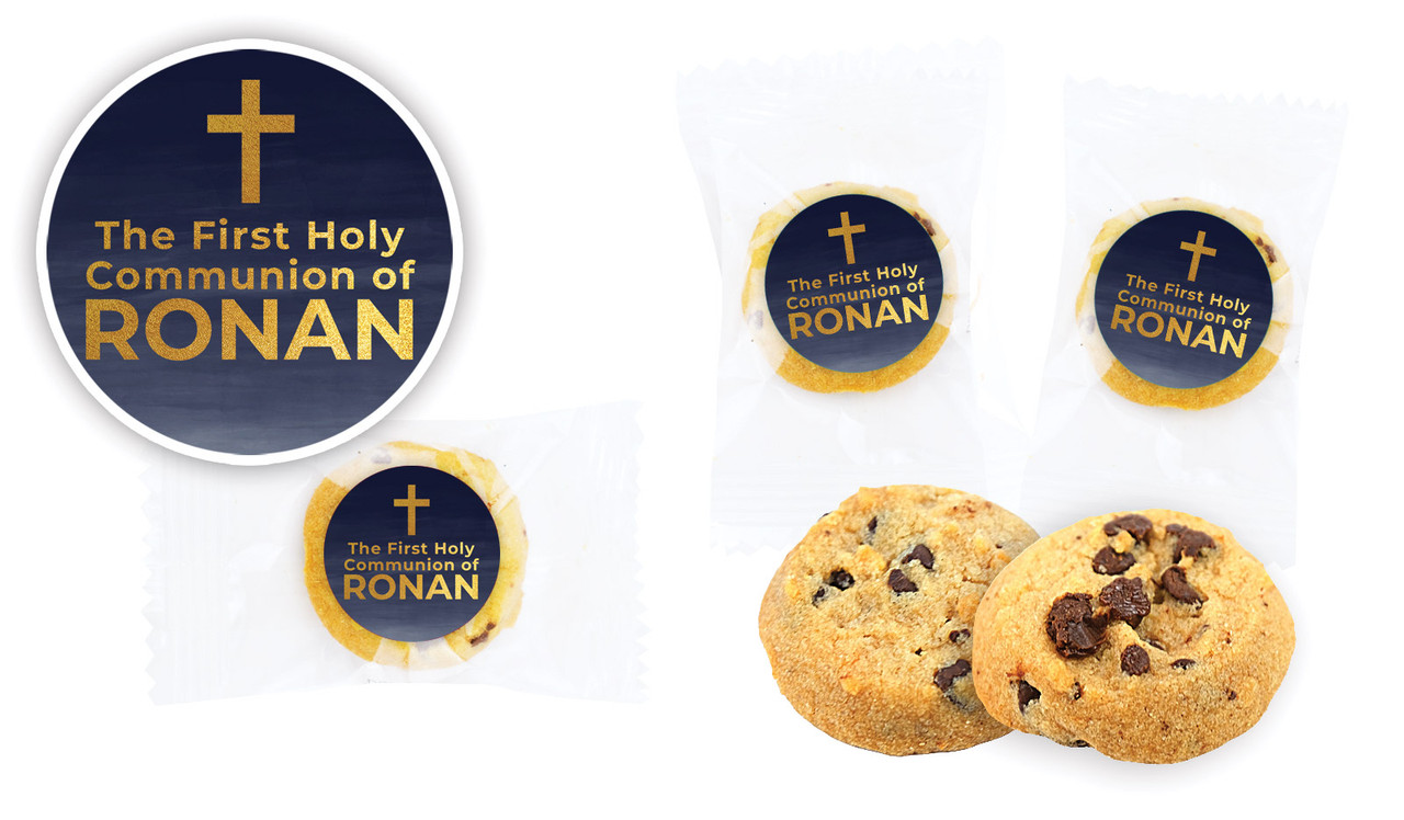 Navy Blue Watercolour Communion Bite-Size Cookie 5g