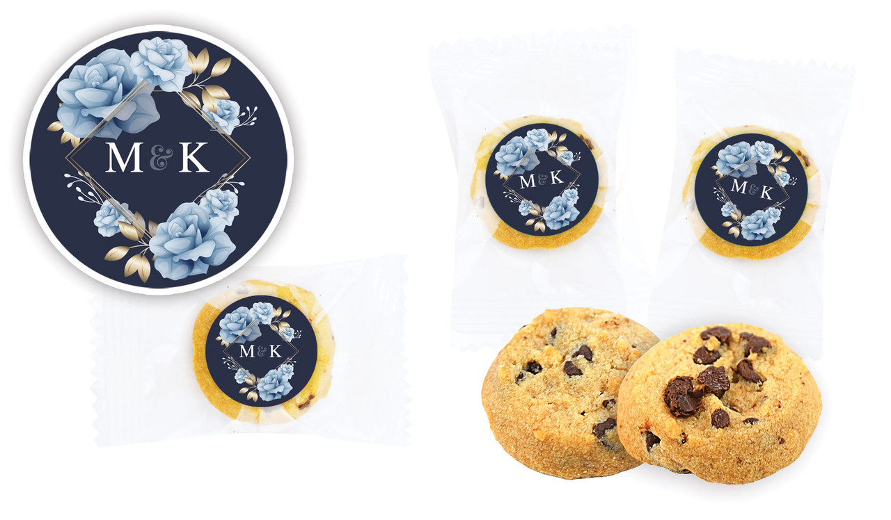 Flowers On Navy Engagement Bite-Size Cookie 5g