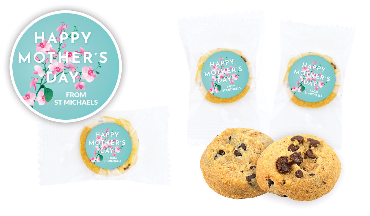 Pink Blooms On Aqua Mothers Day Bite-Size Cookie 5g