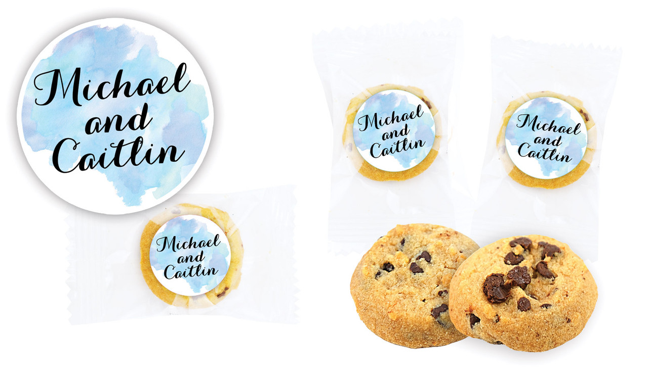A Splash Of Watercolour Blue Wedding Bite-Size Cookie 5g