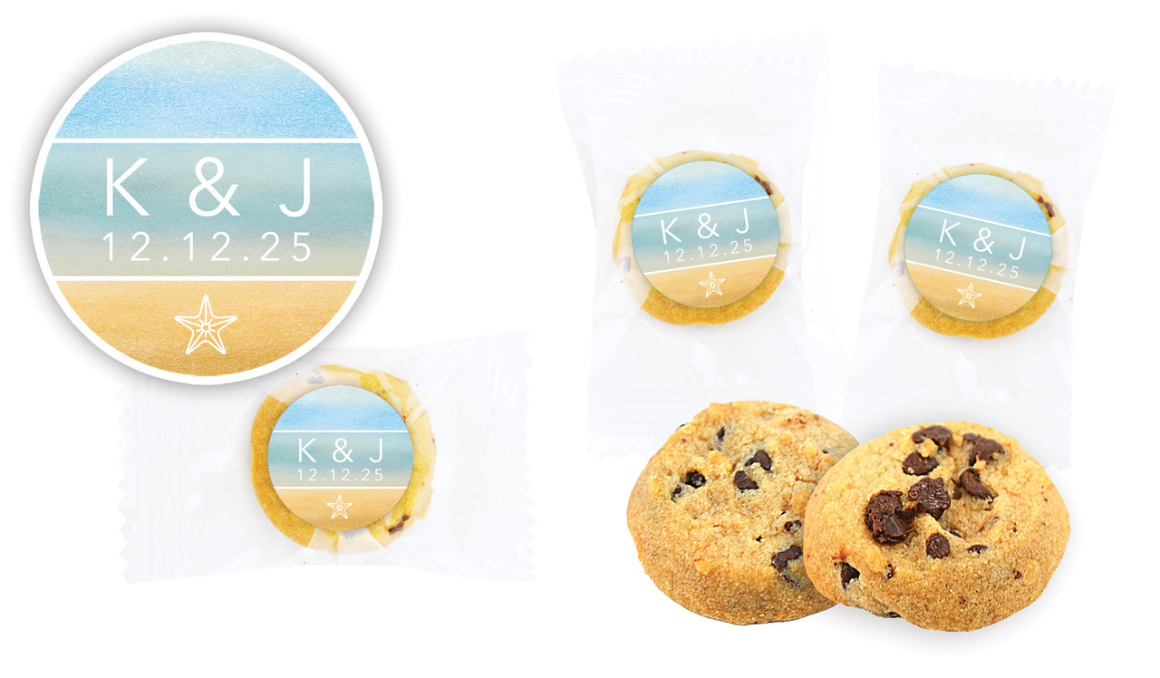 Beach Watercolour Wedding Bite-Size Cookie 5g