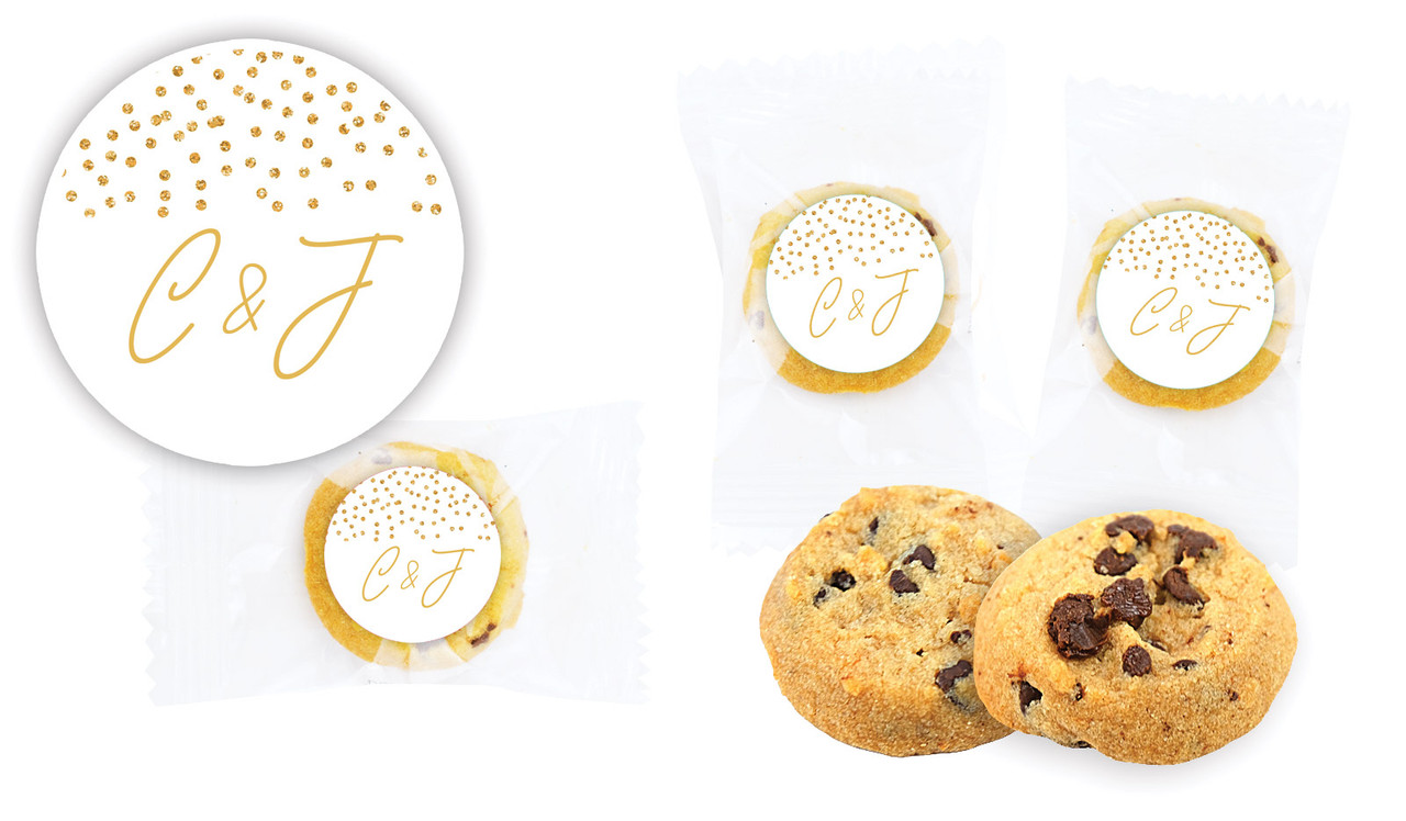 Gold Confetti On White Wedding Bite-Size Cookie 5g