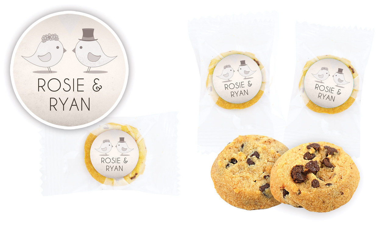 Sepia Love Birds Wedding Bite-Size Cookie 5g