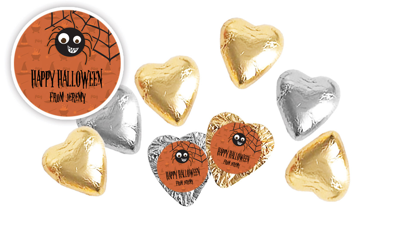 Spider Halloween Personalised Chocolate Hearts