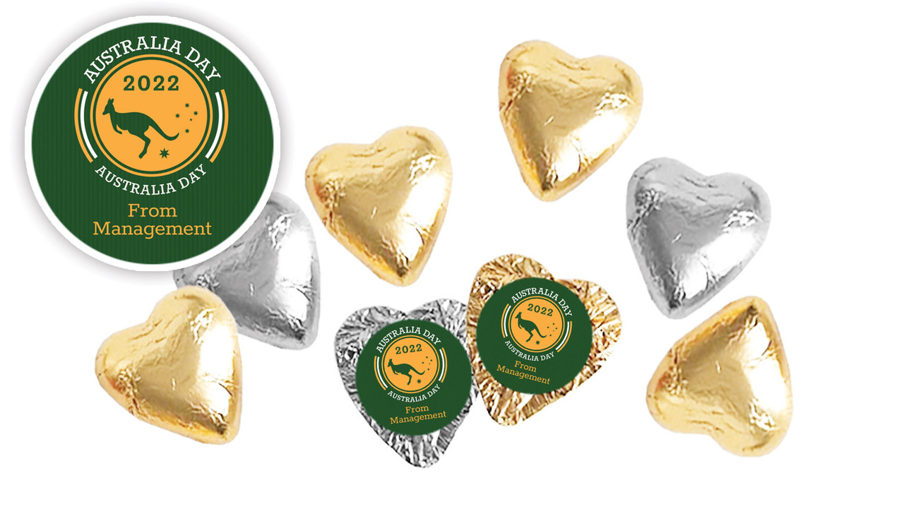 Australia Day Emblem Australia Day Personalised Foil Chocolate Hearts