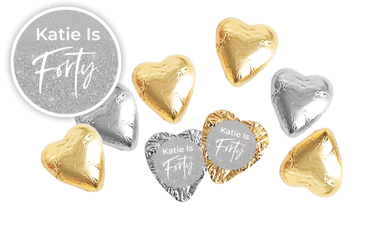 40th Birthday Personalised Foil Chocolate Hearts