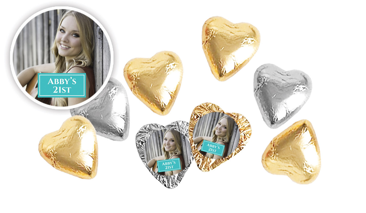 A Photo Vertical Personalised Foil Chocolate Hearts