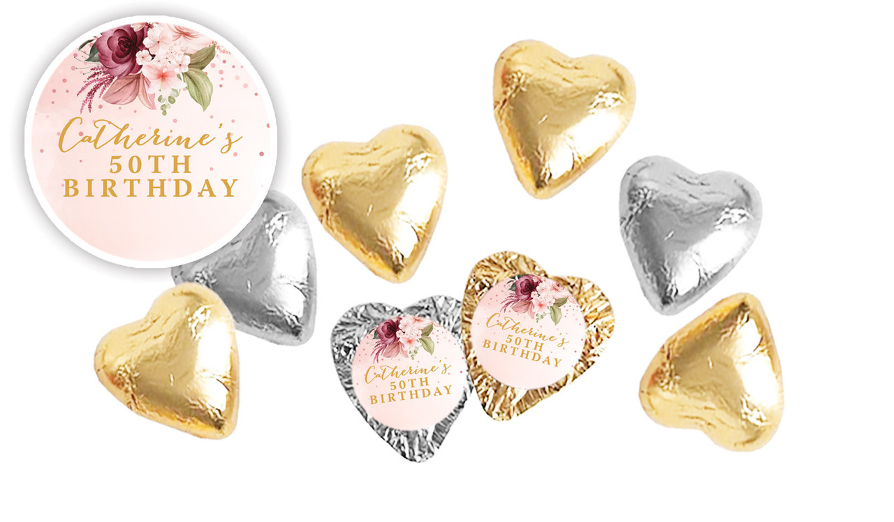Glitter Balloon Personalised Foil Chocolate Hearts