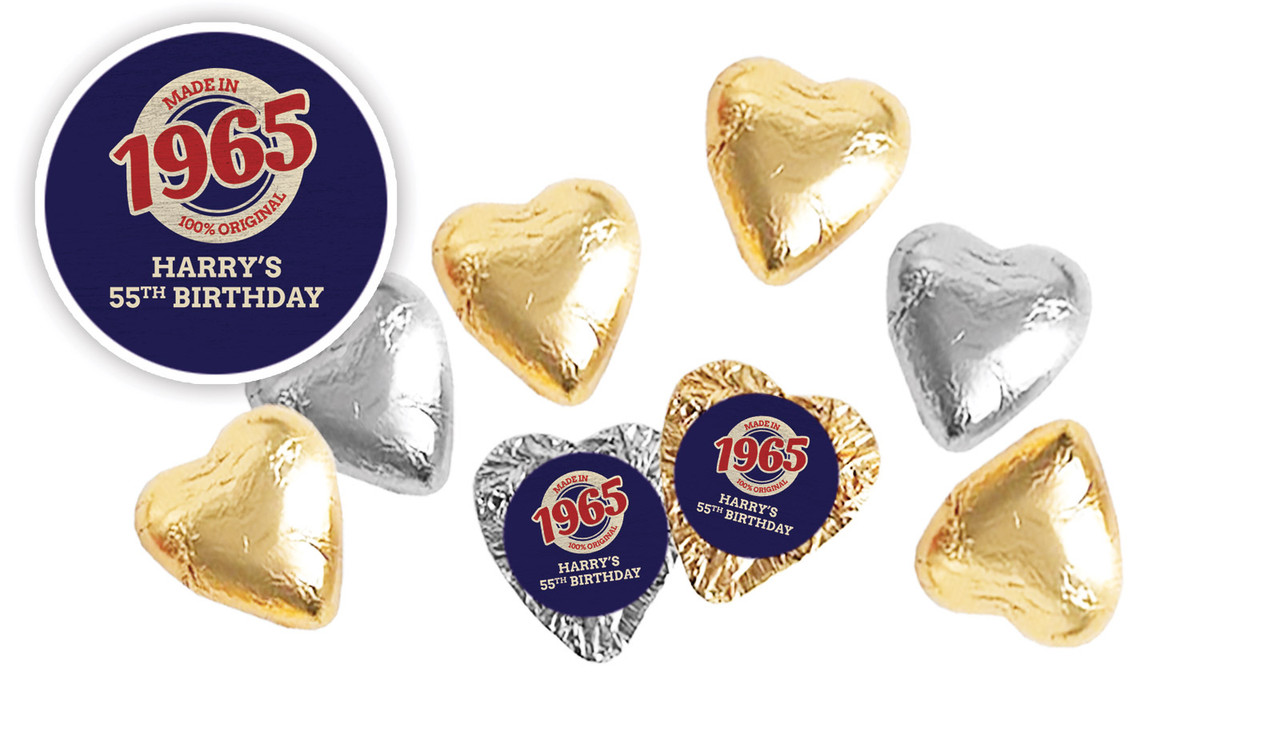 Made In Year Personalised Foil Chocolate Hearts