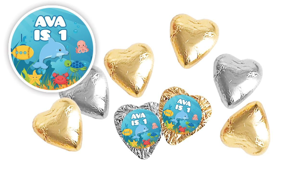 Under The Sea Birthday Personalised Foil Chocolate Hearts