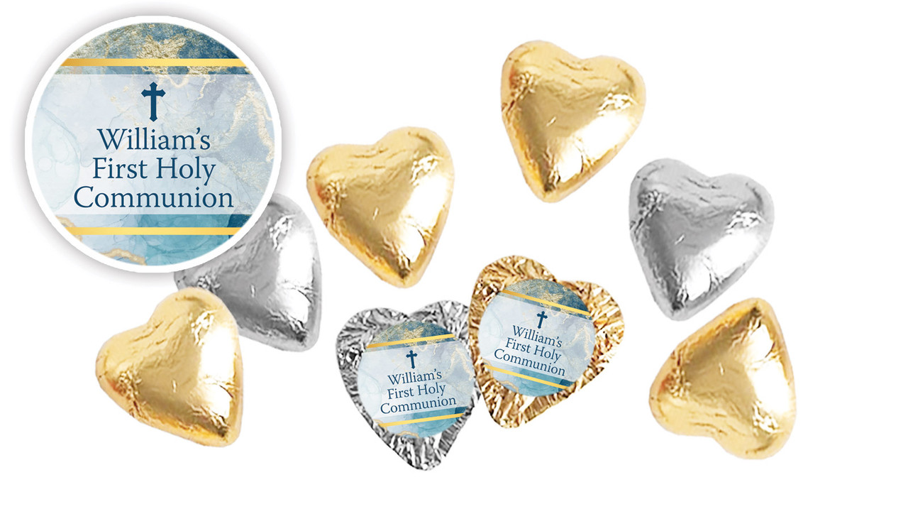 Abstract Background Communion Personalised Foil Chocolate Hearts