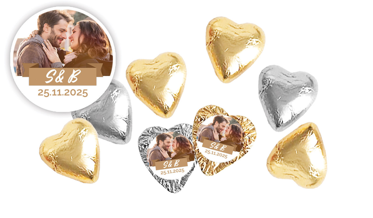 Banner Photo Engagement Personalised Foil Chocolate Hearts