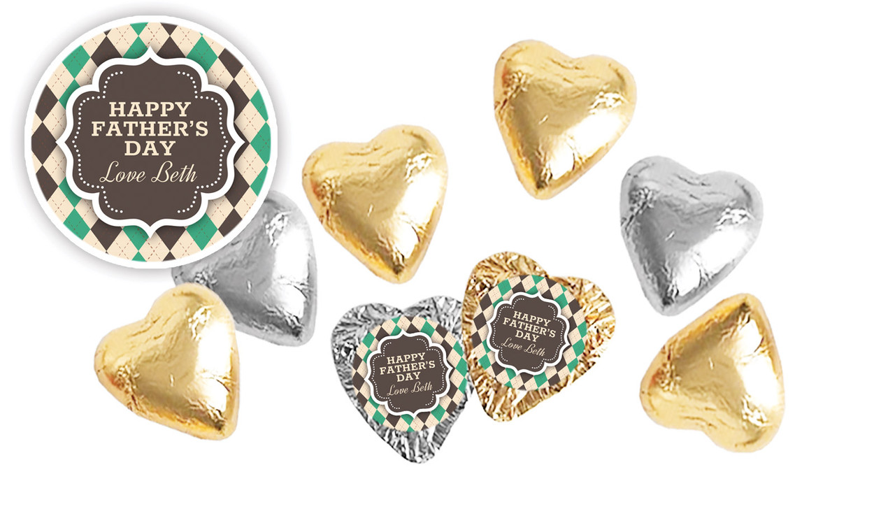 Argyle Fathers Day Personalised Foil Chocolate Hearts