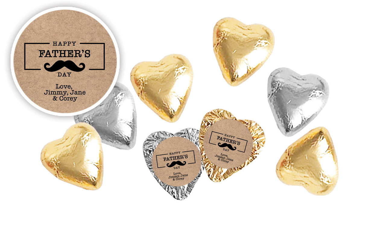Kraft Moustache Fathers Day Personalised Foil Chocolate Hearts