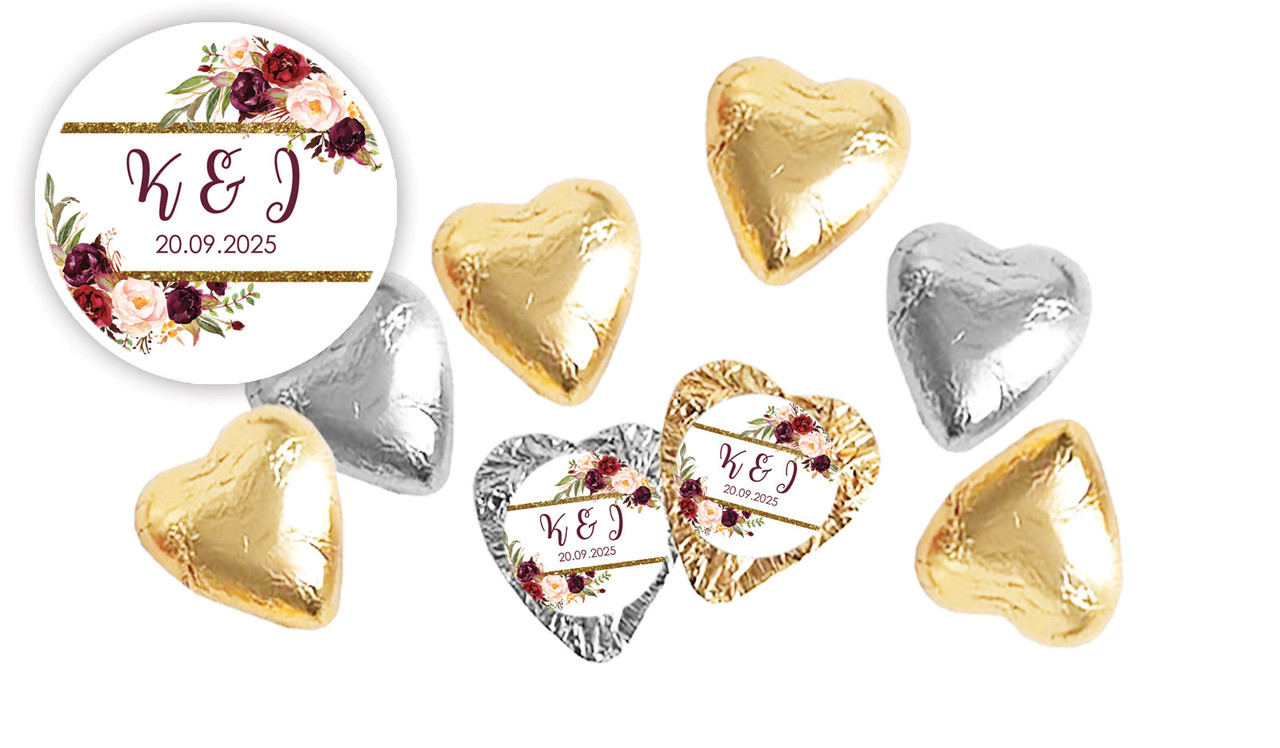 Masala Corners Wedding Custom Foil Chocolate Hearts