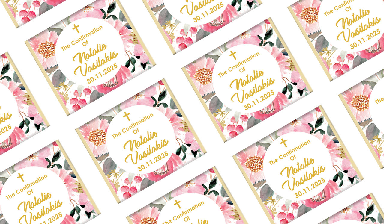 Pink Garden Personalised Confirmation Mini Chocolates