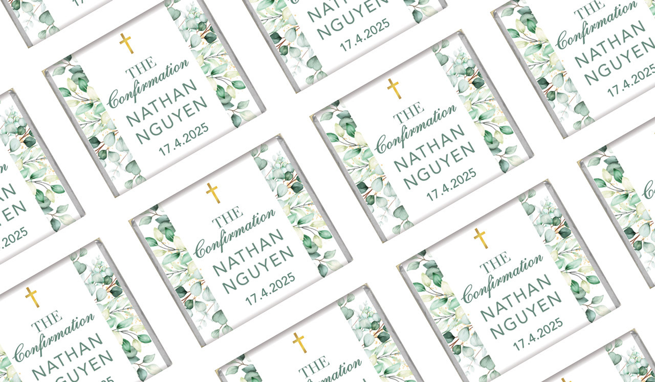 Eucalyptus Watercolour First Holy Communion Mini Chocolates